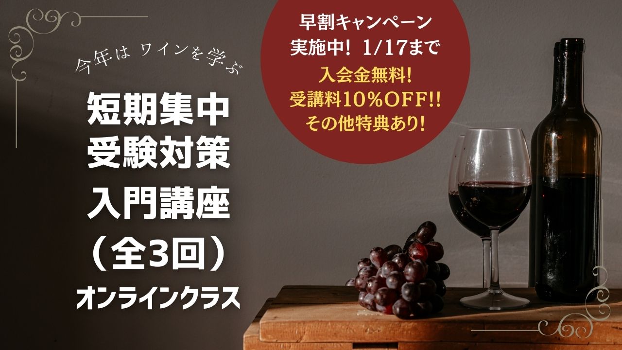 【短期集中オンライン】2026年度　ソムリエ・ワインエキスパート受験対策入門講座（全3回）