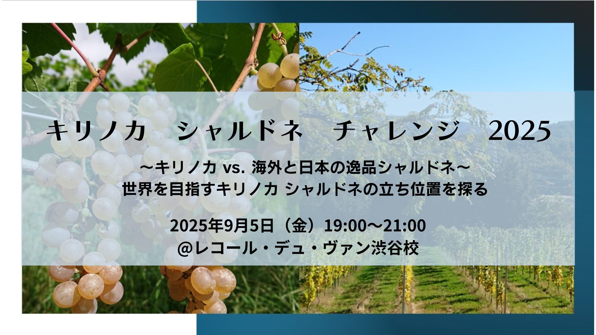 【特別講座】キリノカ シャルドネ チャレンジ 2025 ～キリノカ vs. 海外と日本の逸品シャルドネ～ 世界を目指すキリノカ シャルドネの立ち位置を探る